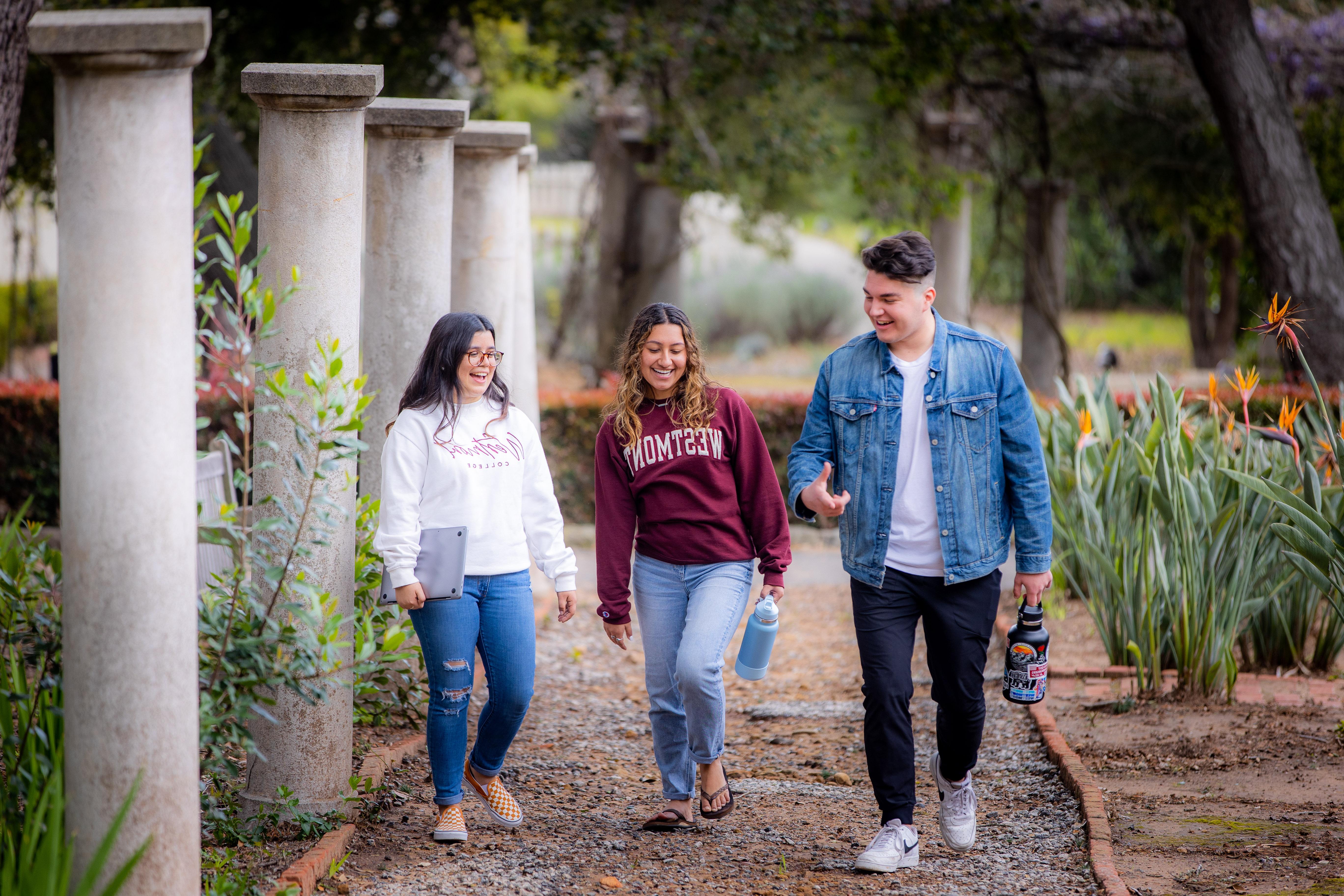 students walking on campus